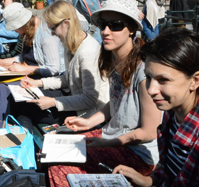 Urban sketching work shop in Amsterdam, May 2016