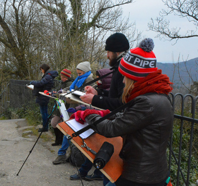 Illustration work shop with plein air in Drachenburgh, March 2016