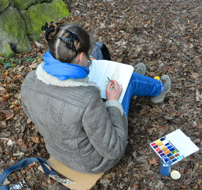 Illustration work shop with plein air in Drachenburgh, March 2016