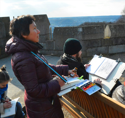 Illustration work shop with plein air in Drachenburgh, March 2016